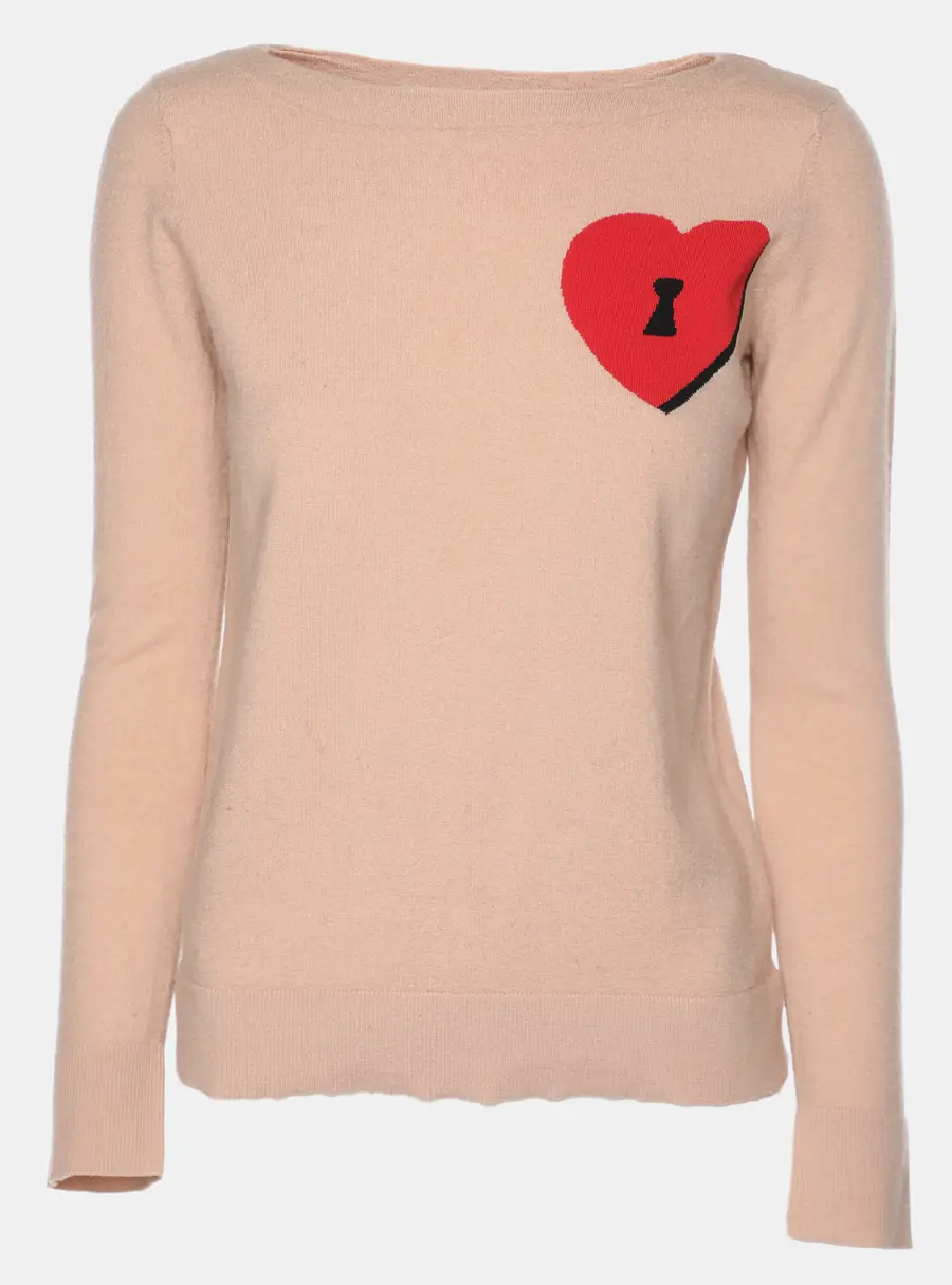 Diane Von Furstenberg Beige Knit Wool Phima Locket Sweater M