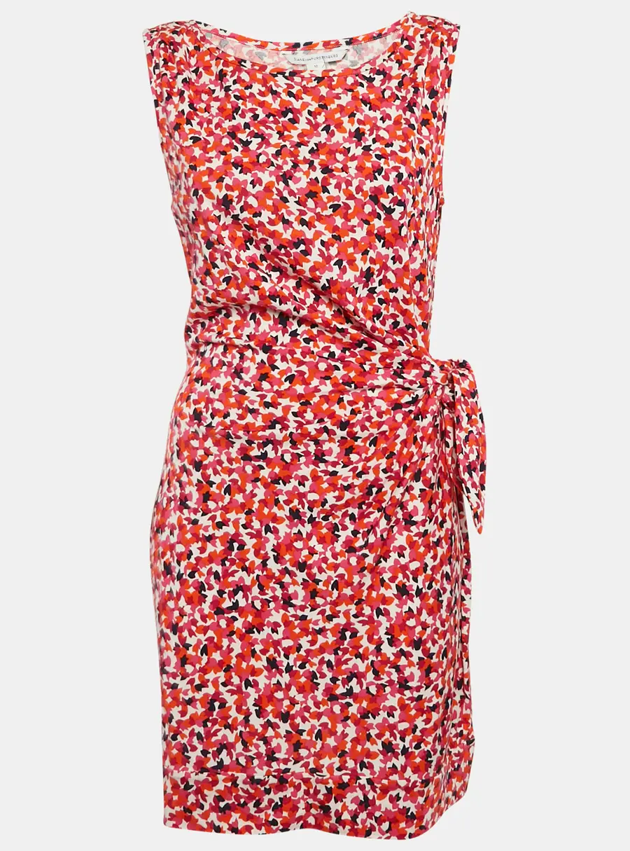 Diane Von Furstenberg Multicolor Printed Jersey Mini Della Dress L