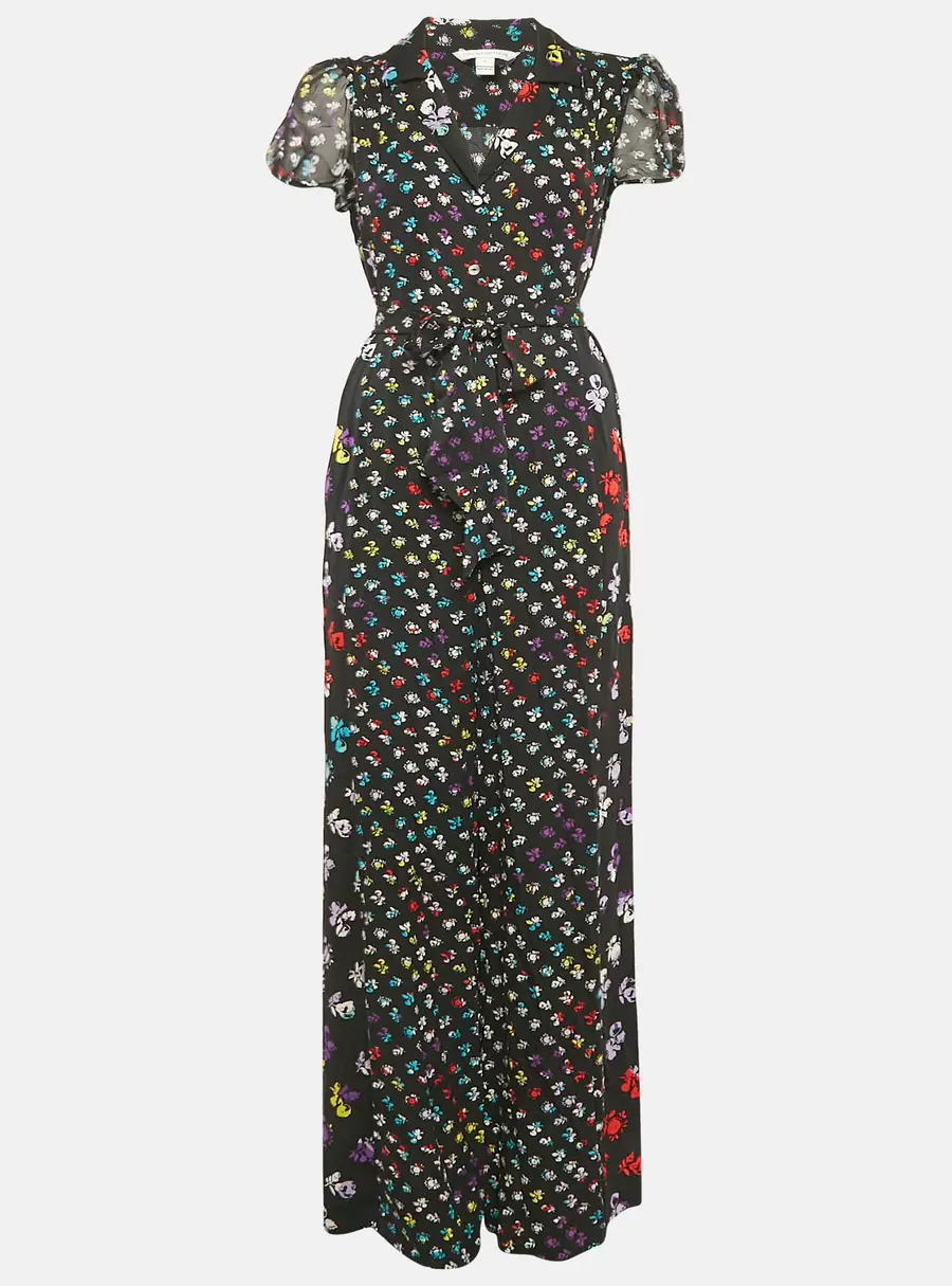 Diane Von Furstenberg Floral Print Silk Caterina Jumpsuit M