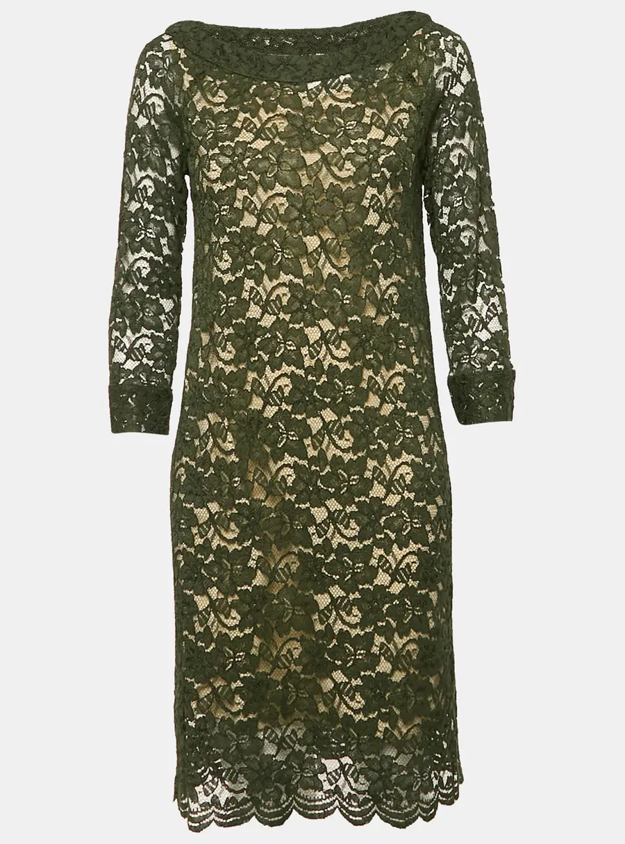 Diane Von Furstenberg Green Corded Lace Elisa Dress M