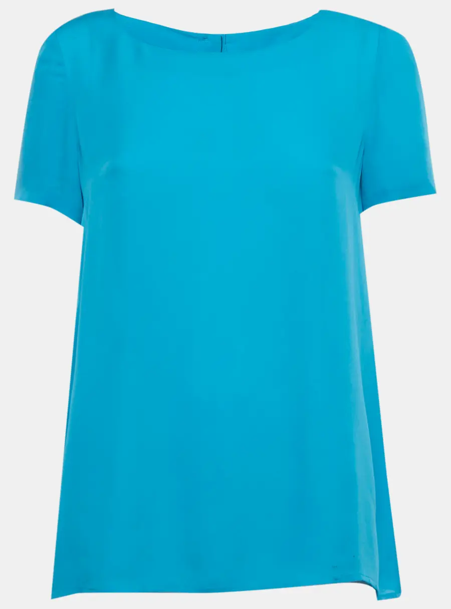 Diane Von Furstenberg Blue Silk Short Sleeve Maggy Top S