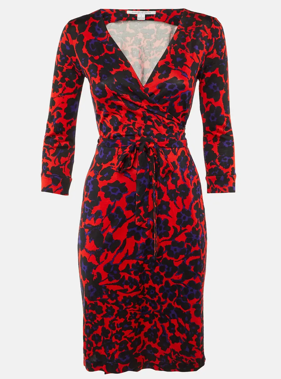 Diane Von Furstenberg Multicolor Printed Silk Jersey Wrap Dress S