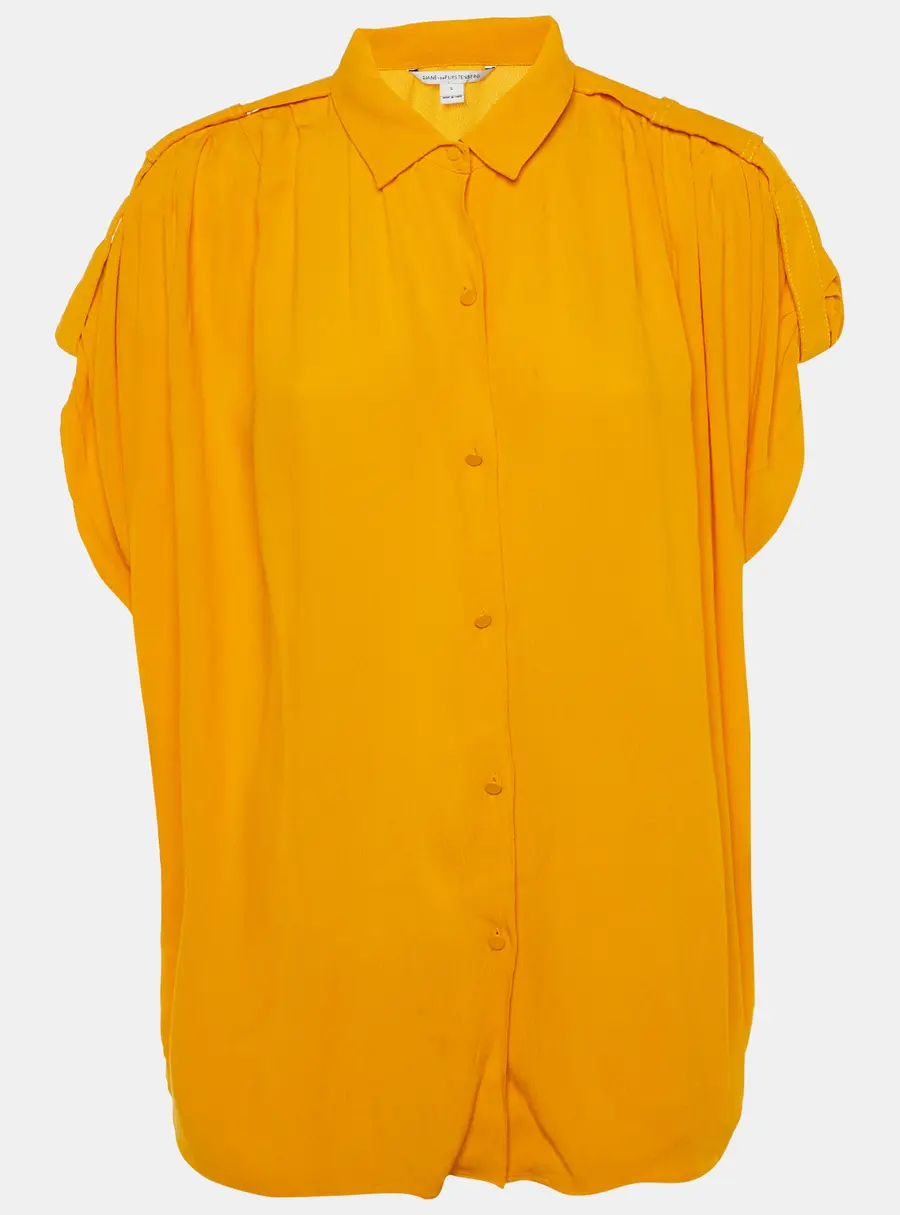 Diane Von Furstenberg Amber Yellow Crepe Karin Blouse S