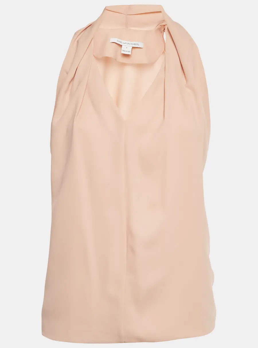 Diane Von Furstenberg Beige Crepe Sleeveless Top S