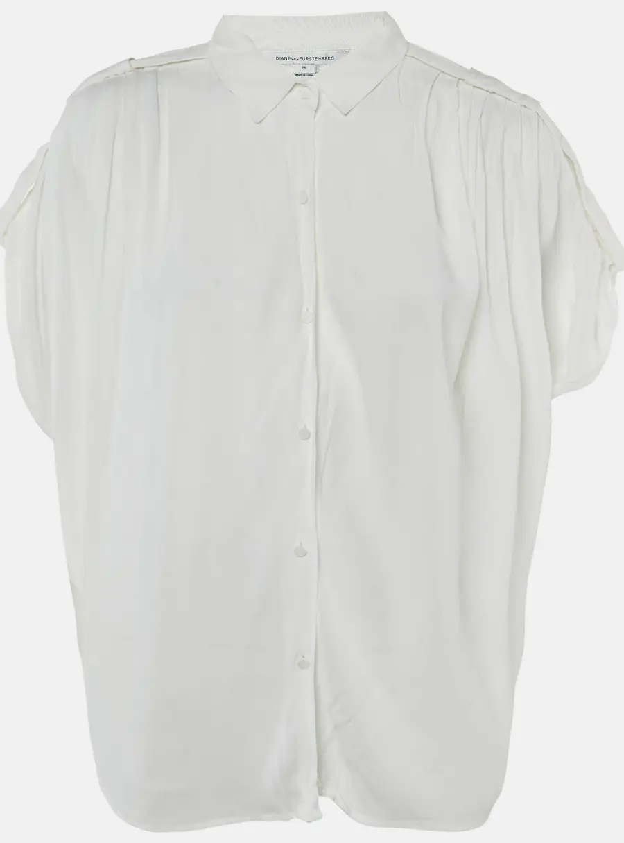 Diane Von Furstenberg White Crepe Karin Top M