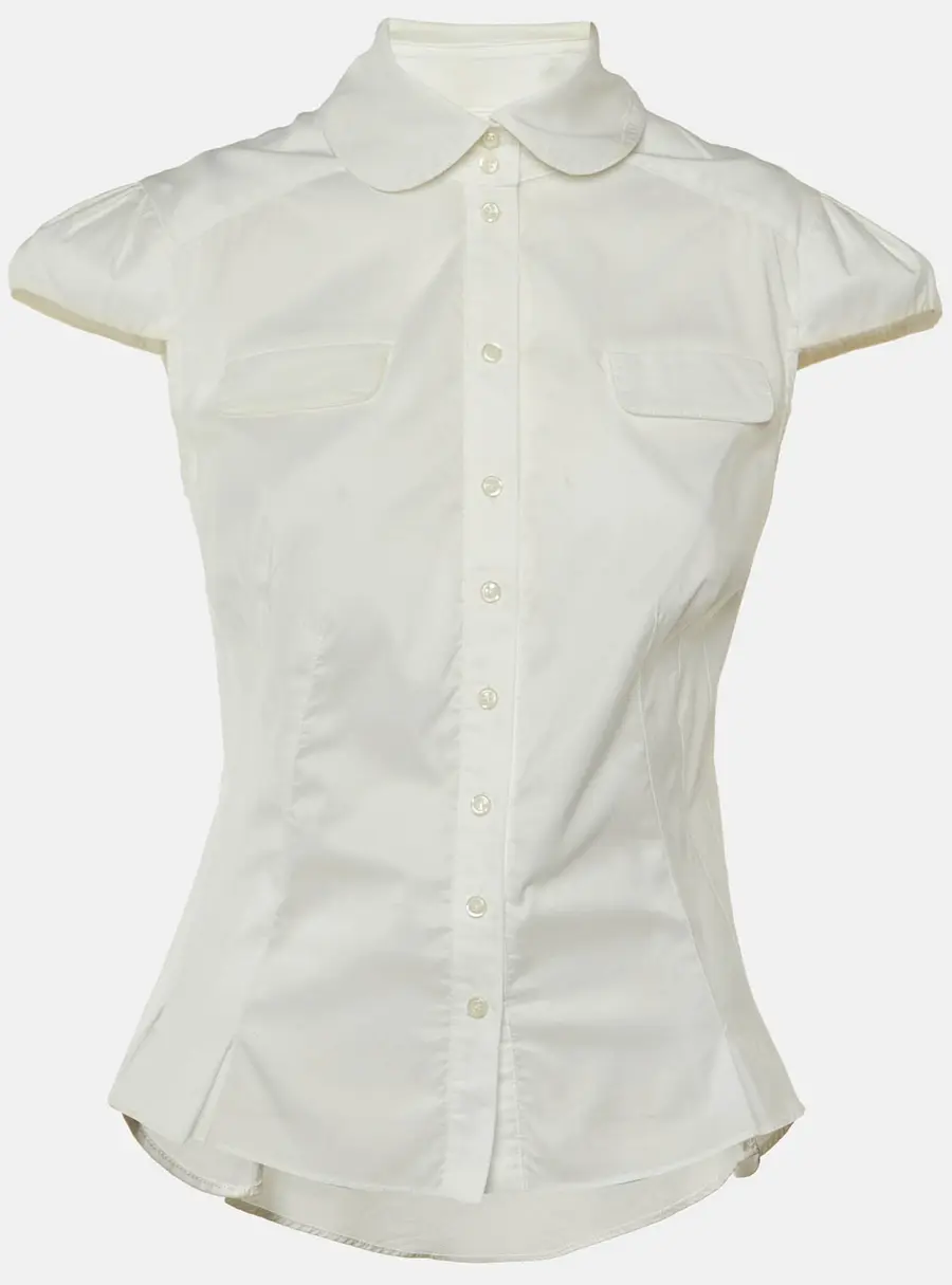 Diane Von Furstenberg White Cotton Como Button Front Shirt M