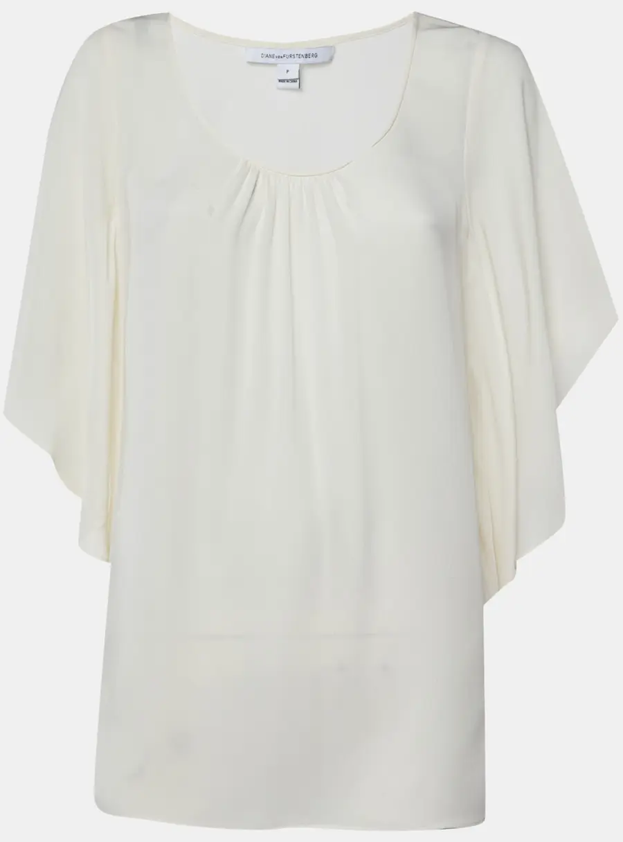 Diane Von Furstenberg Beige Silk Sheer Stella Top XS/S