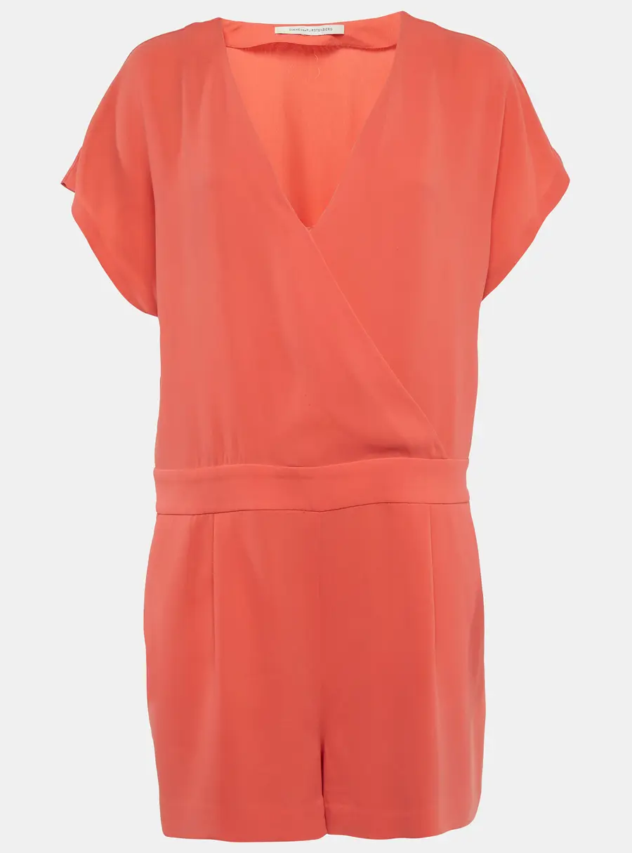 Diane Von Furstenberg Orange Crepe Playsuit M
