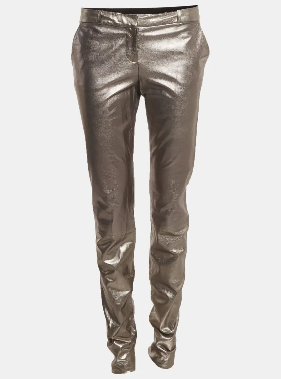 Diane Von Furstenberg Metallic Coated Leather Everly Pants S