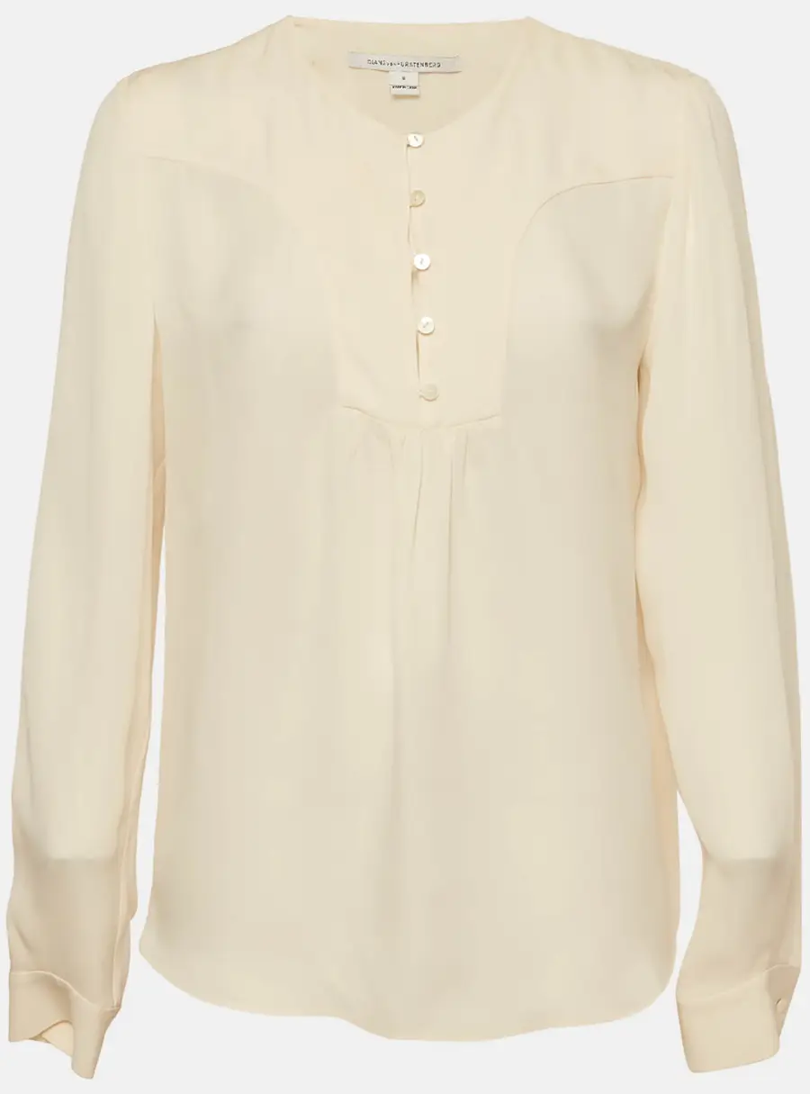Diane Von Furstenberg Beige Silk Blouse M