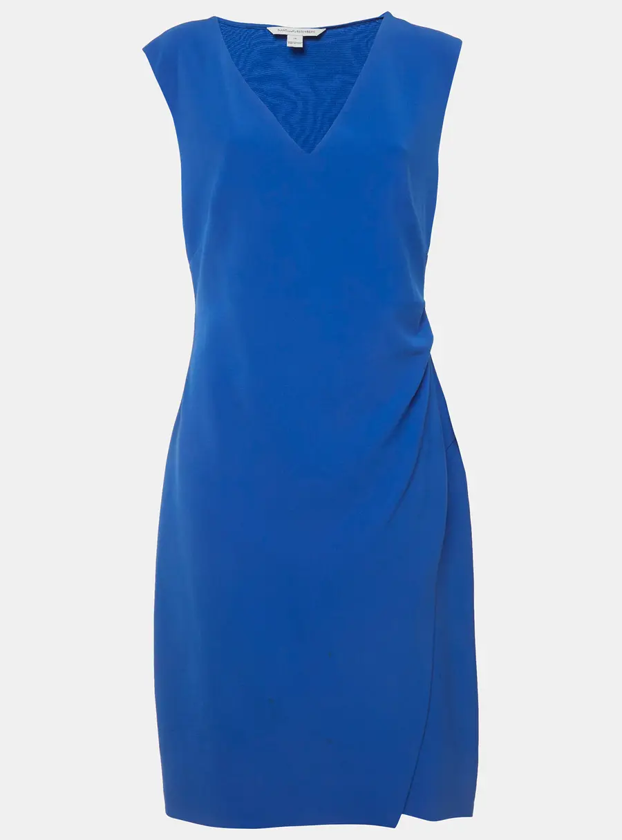 Diane Von Furstenberg Blue Stretch Crepe Megan Sheath Dress XL