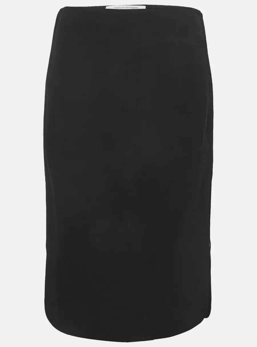 Diane Von Furstenberg Black Stretch Cotton Side Zip Detail Noemi Pencil Skirt M
