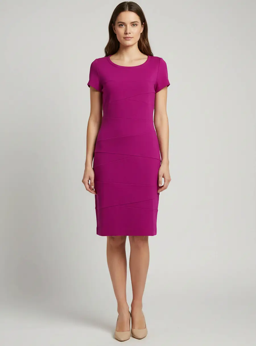 Diane Von Furstenberg Pink Paneled Jersey Sheath Dress L