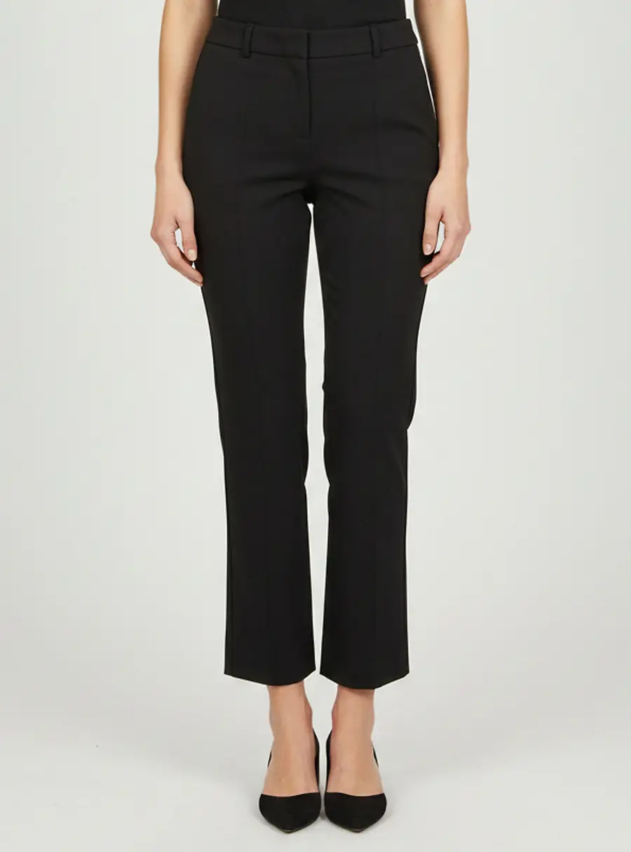 Diane Von Furstenberg Black Stretch Cotton Straight Fit Pants M