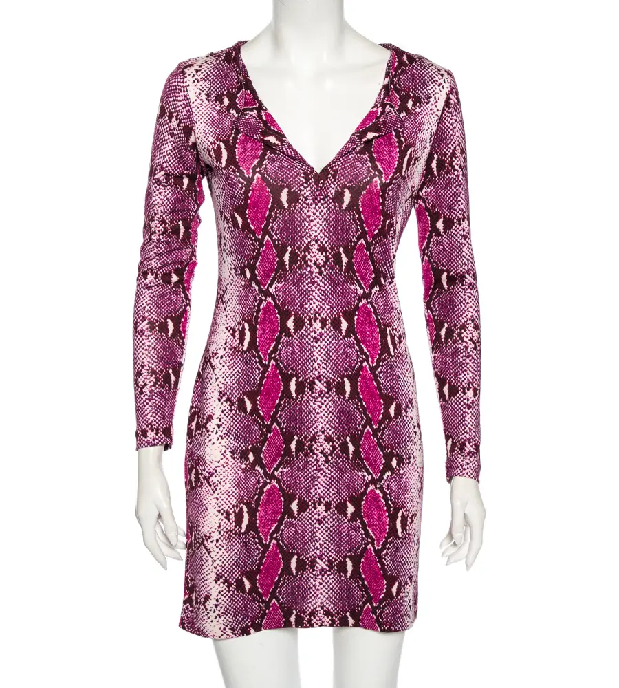 Diane von Furstenberg Purple Animal Print Silk Reina Long Sleeve Dress S