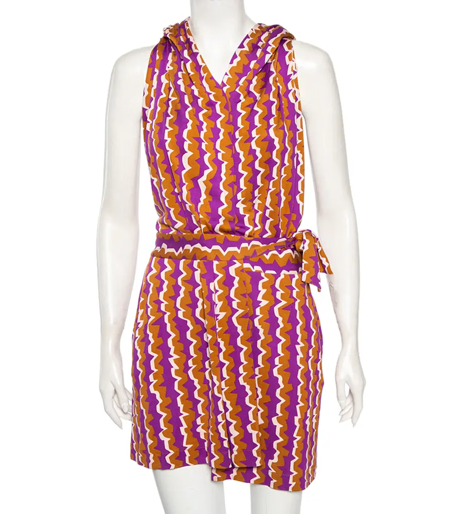 Diane von Furstenberg Multicolored Silk Mylene Mini Wrap Dress S