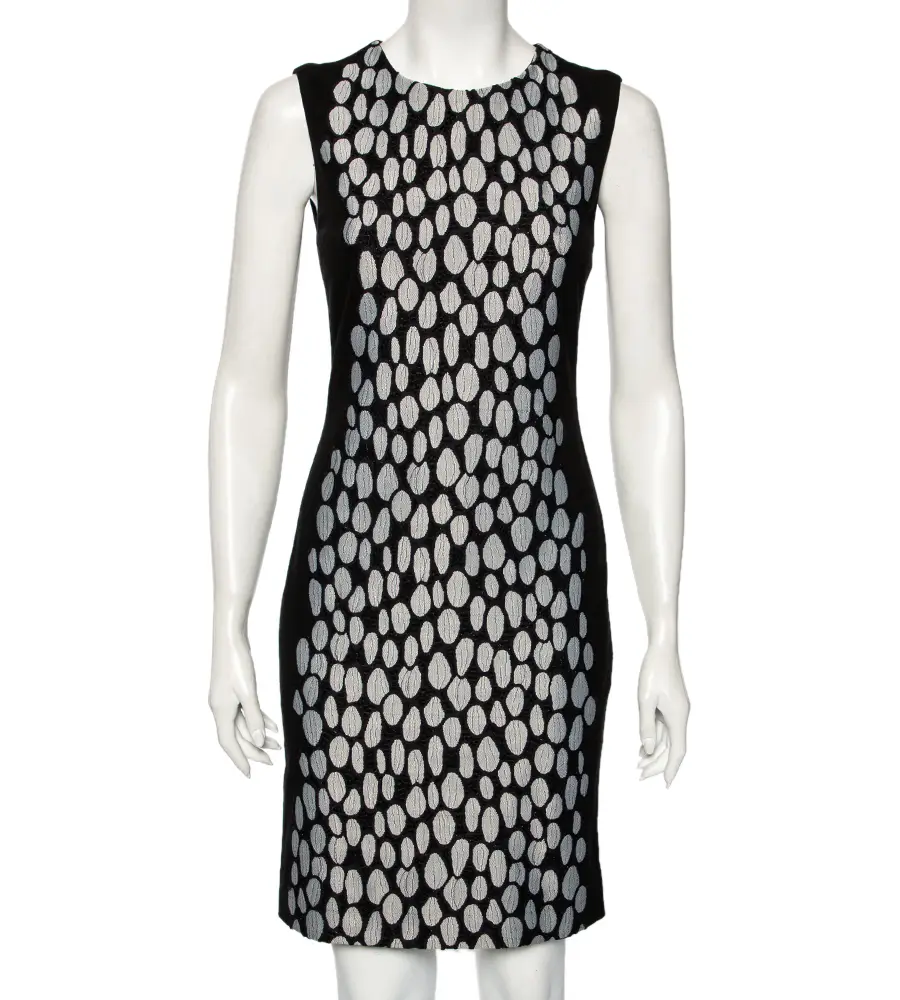 Diane von Furstenberg Black Knit And Textured Inset Detailed Tilda Dress S