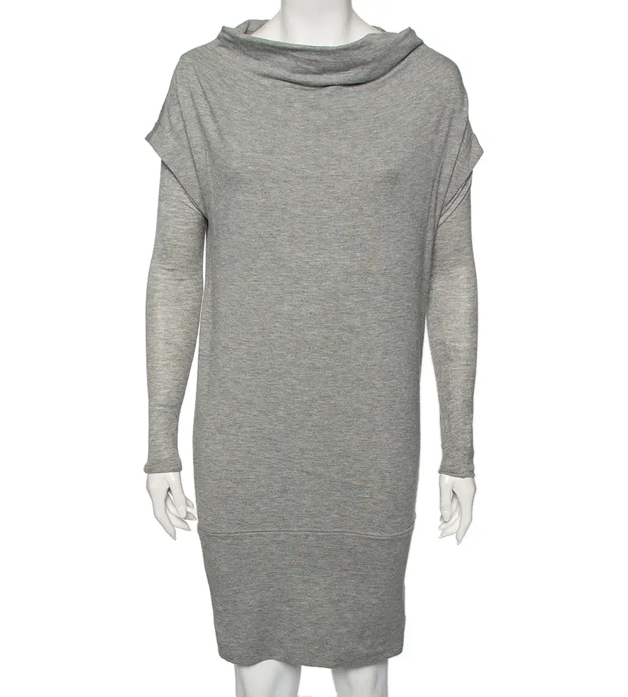 Diane von Furstenberg Grey Knit Financier Sweatshirt Dress S