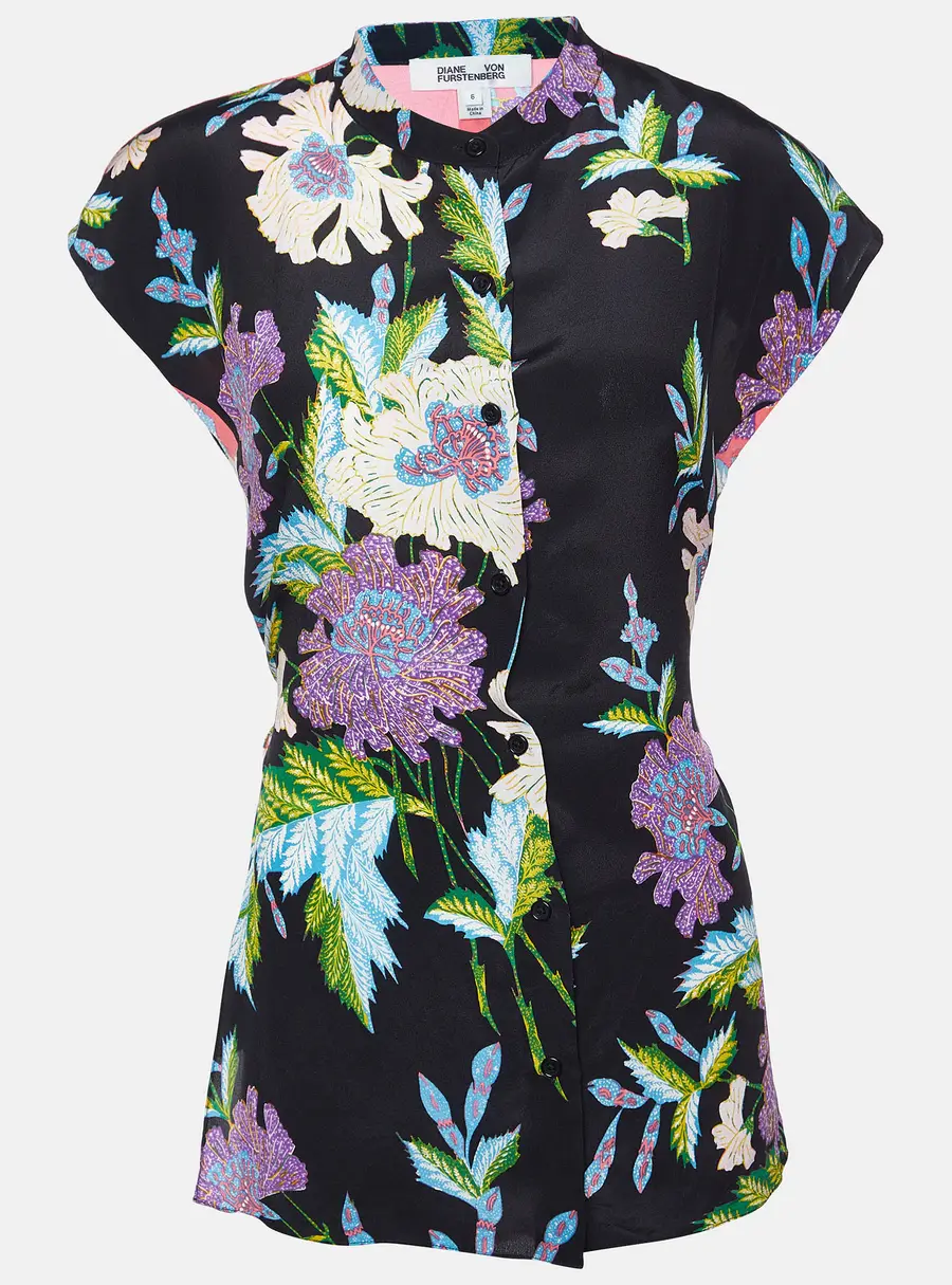 Diane Von Furstenberg Multicolor Printed Silk Blouse M