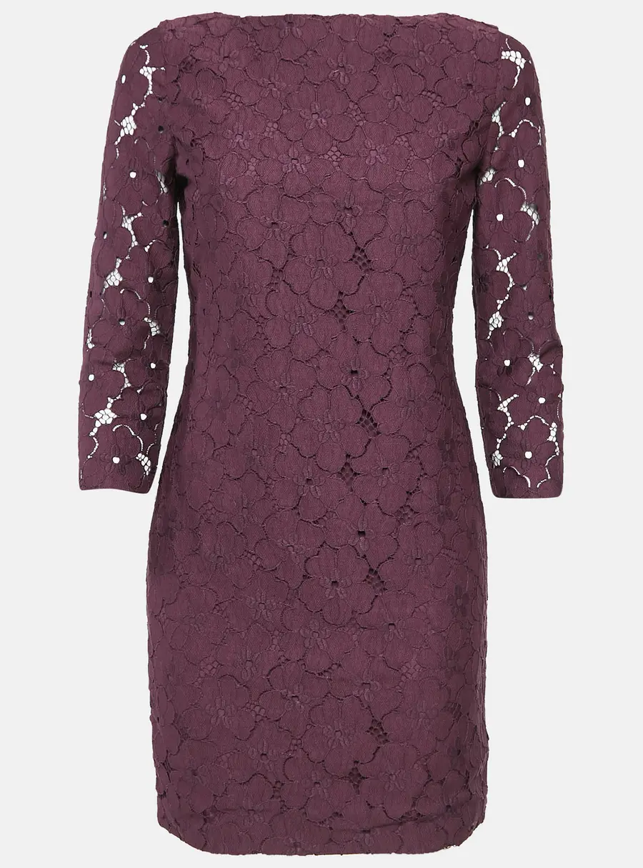 Diane Von Furstenberg Burgundy Sarita Flower Lace Shift Dress S