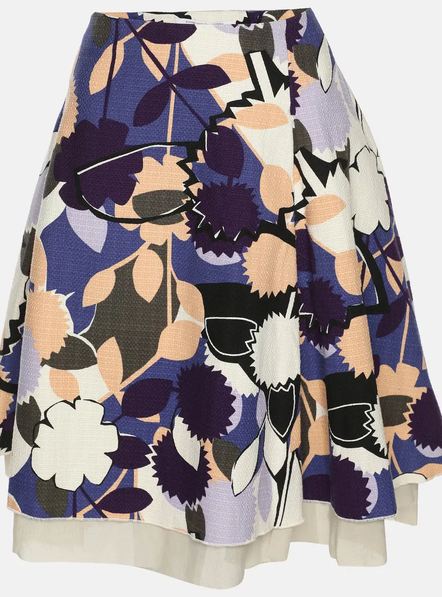 Diane Von Furstenberg Multicolor Printed Canvas Adella Midi Skirt M