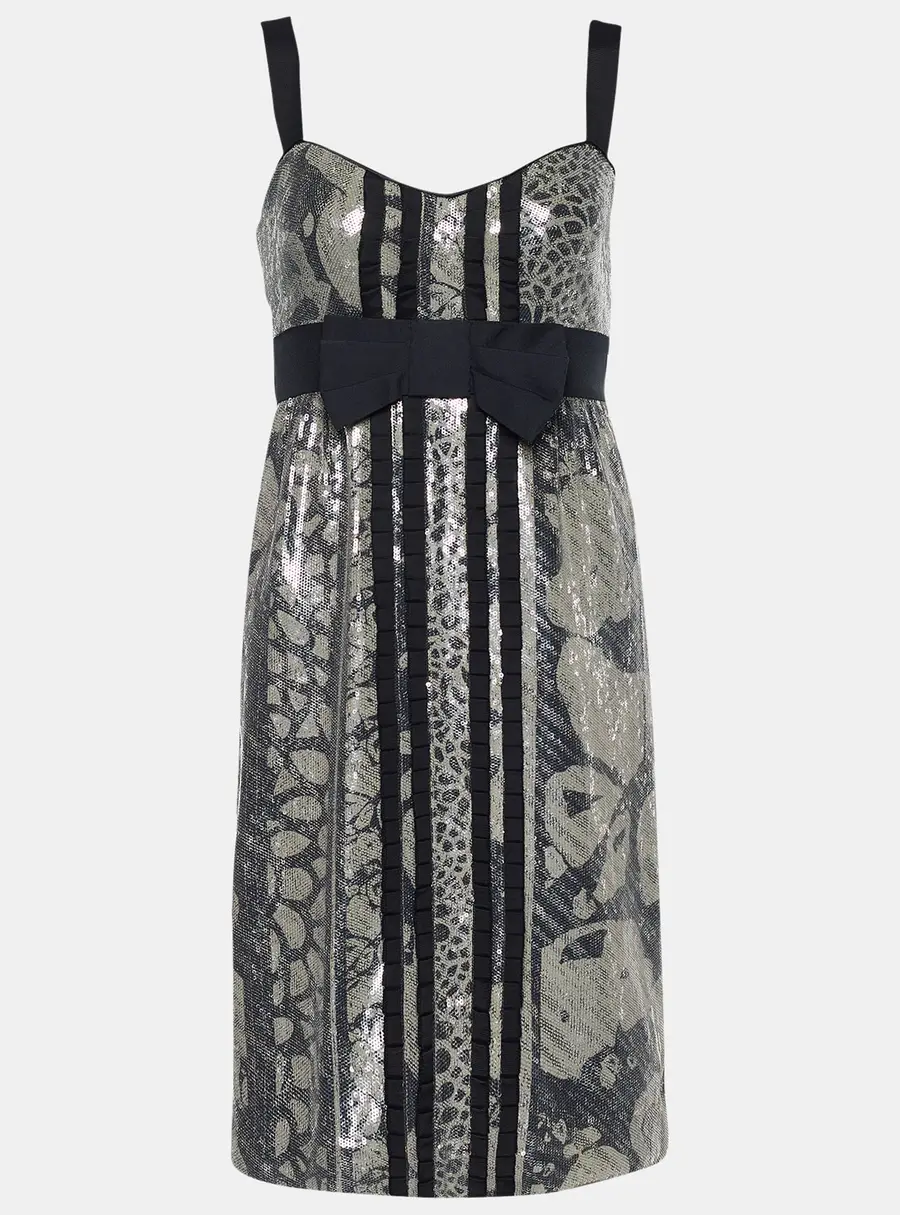 Diane von Furstenberg Grey Sequined Ariba Bodycon Dress S