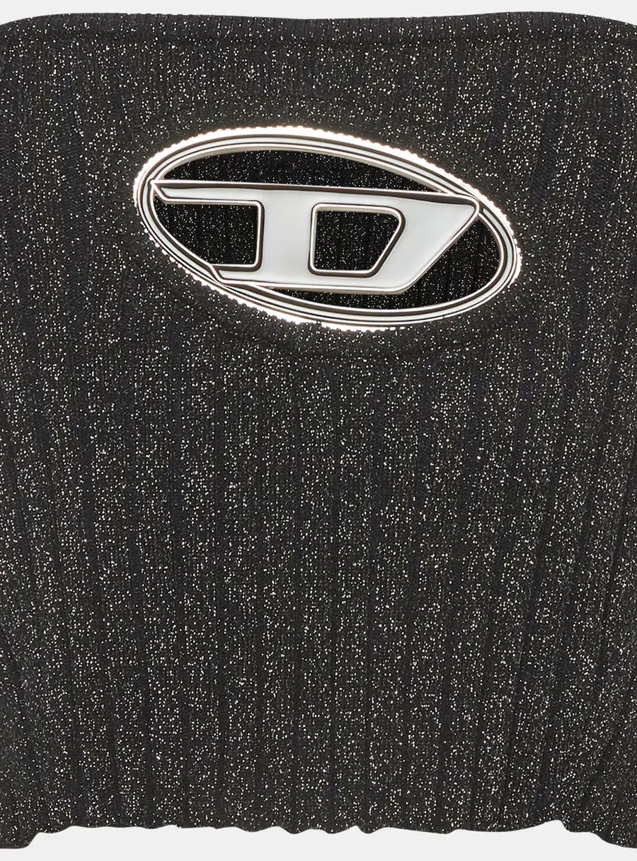 Diesel Black Lurex Knit Logo Detail Tube Top M