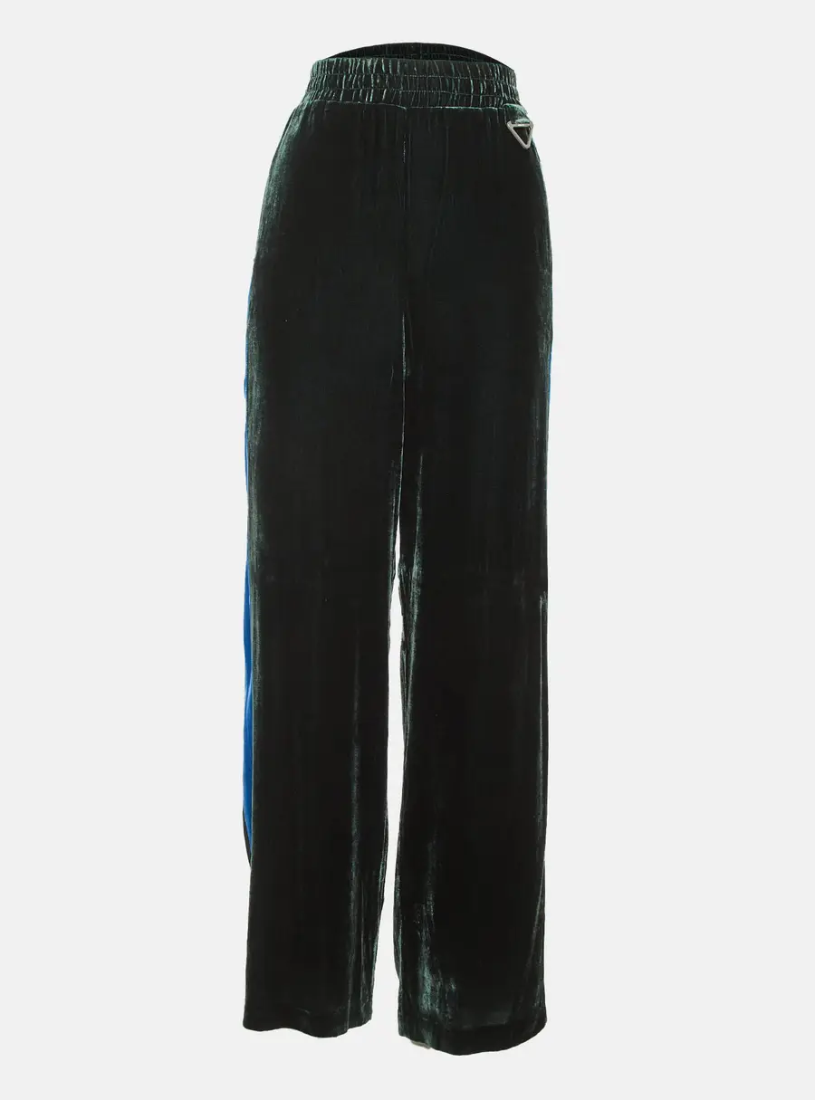 Dion Lee Green/Blue Velvet Straight Fit Trousers M