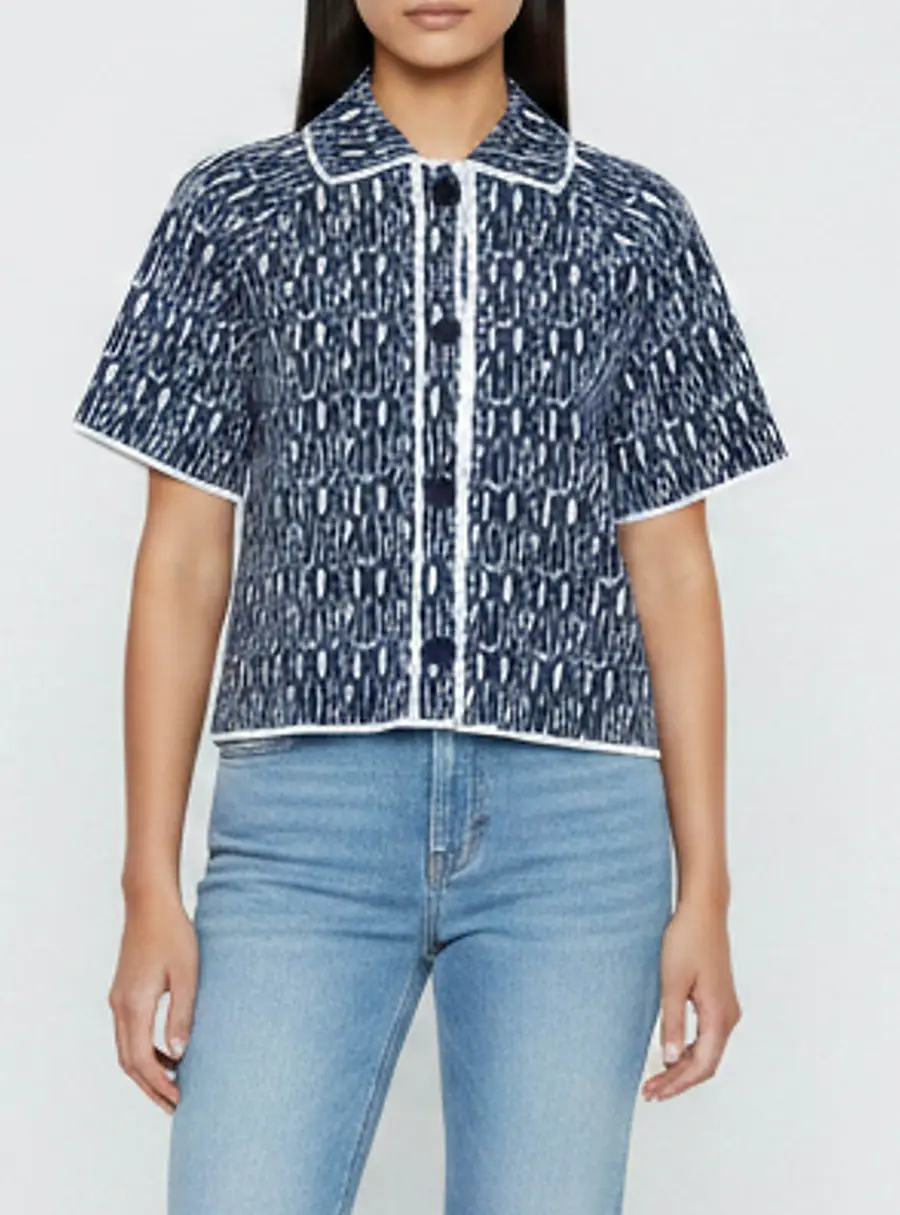 Dior Navy Blue Miss Dior Jacquard Knit Button Front Jacket S