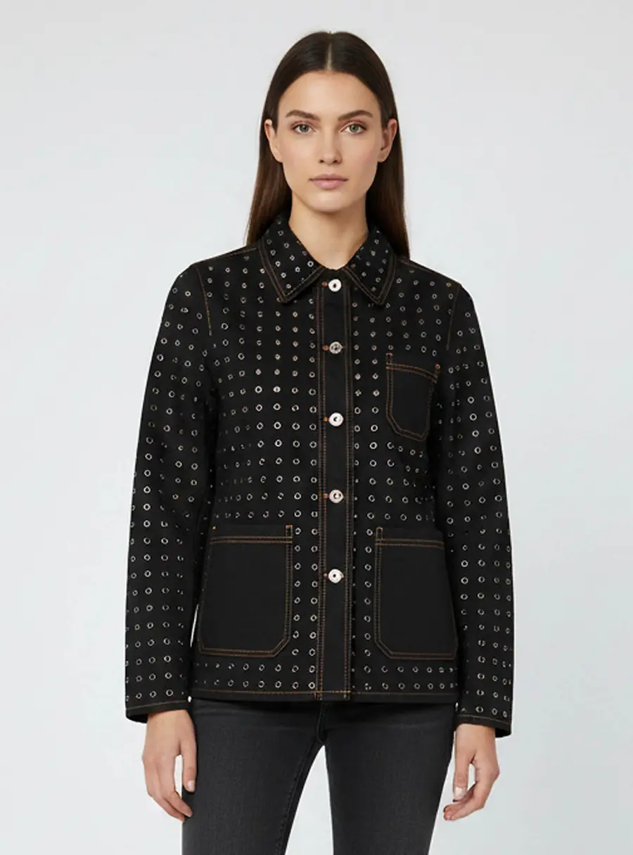 Dior Black Riveted Denim Button Front Jacket M