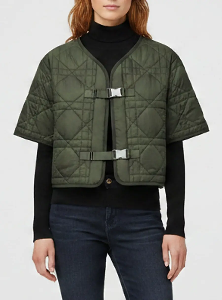 Dior Green Cannage Nylon Cropped Blazer S