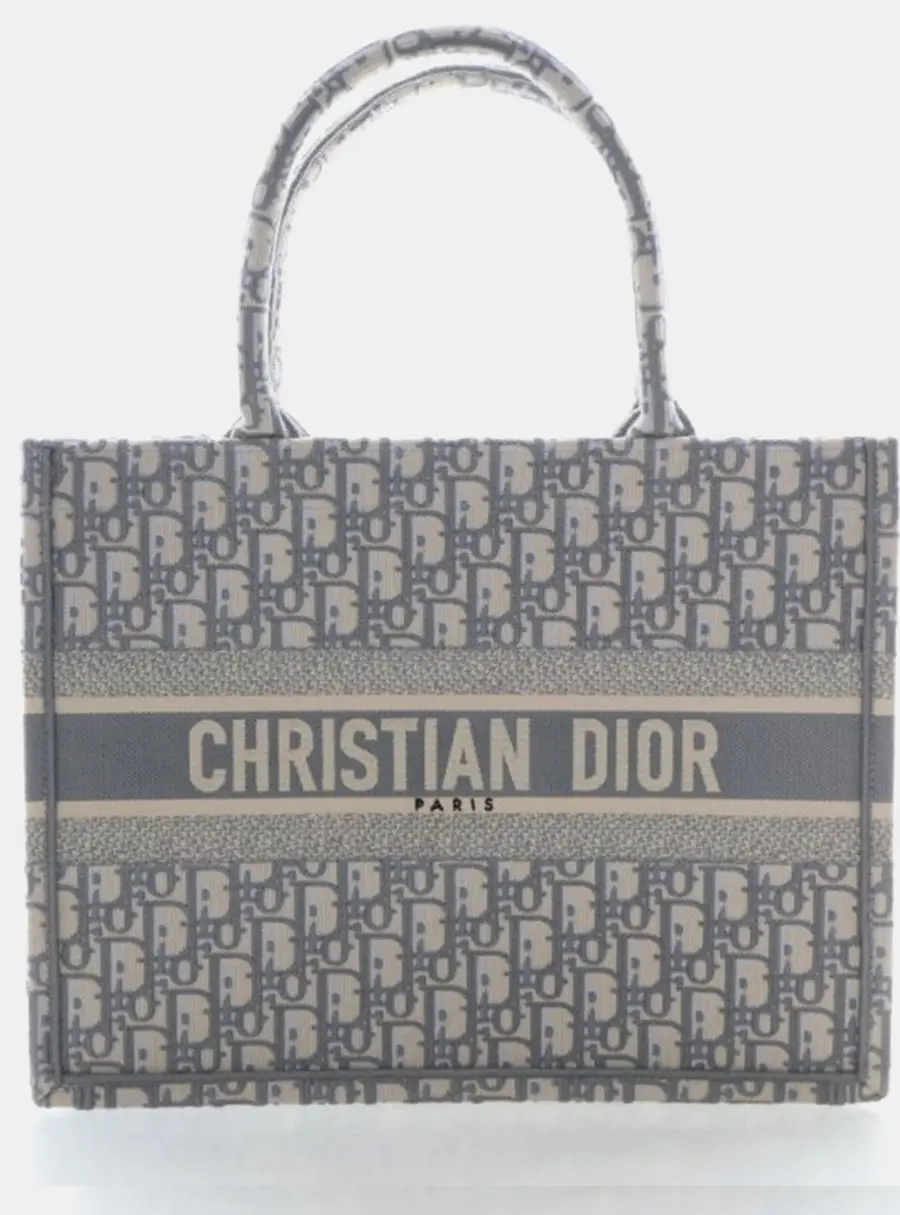 Christian Dior Oblique Book Tote Medium Grey Canvas Tote Bag