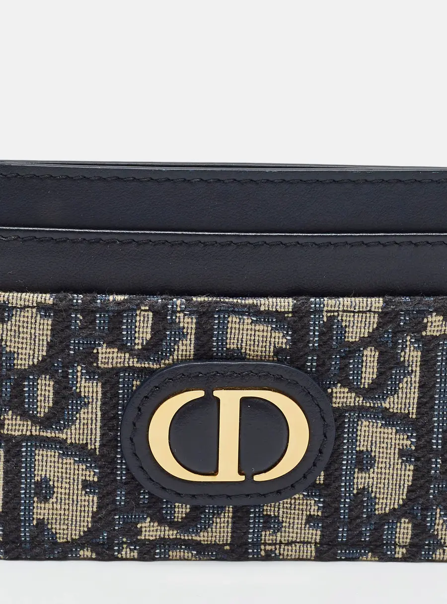 Dior 30 Montaigne Freesia Blue Oblique Canvas and Leather Card Holder