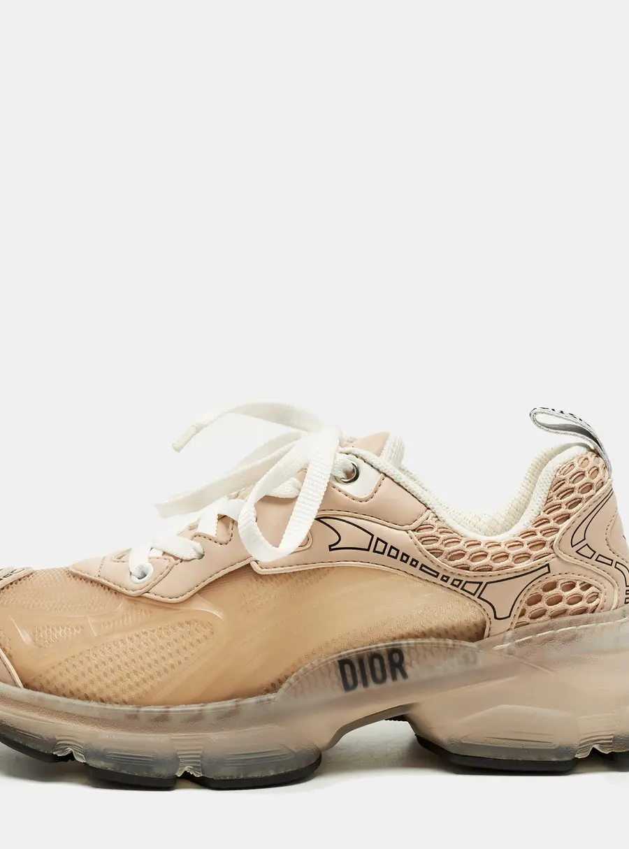 Dior Vibe Size 36.5 Beige Leather, Mesh and Rubber Low Top Sneakers