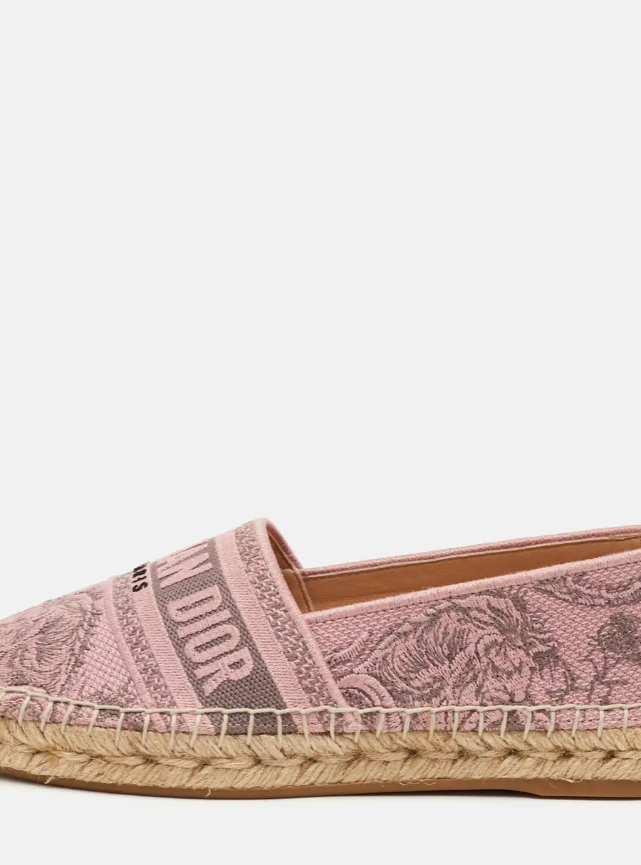 Dior Granville Size 36 Pink Canvas Espadrille Loafers