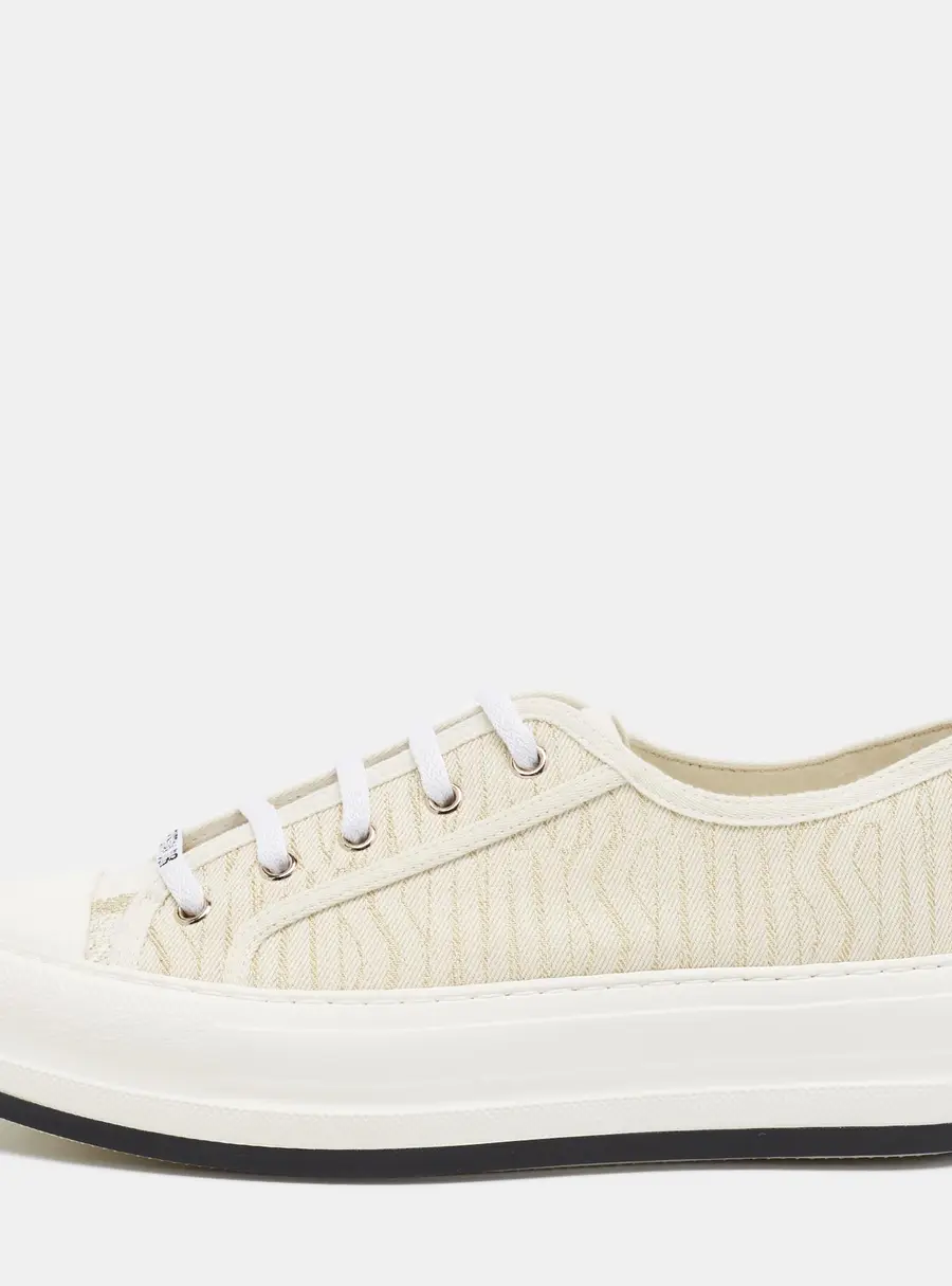 Dior Walk'n'Dior Size 39.5 Cream/White Oblique Canvas Low Top Sneakers