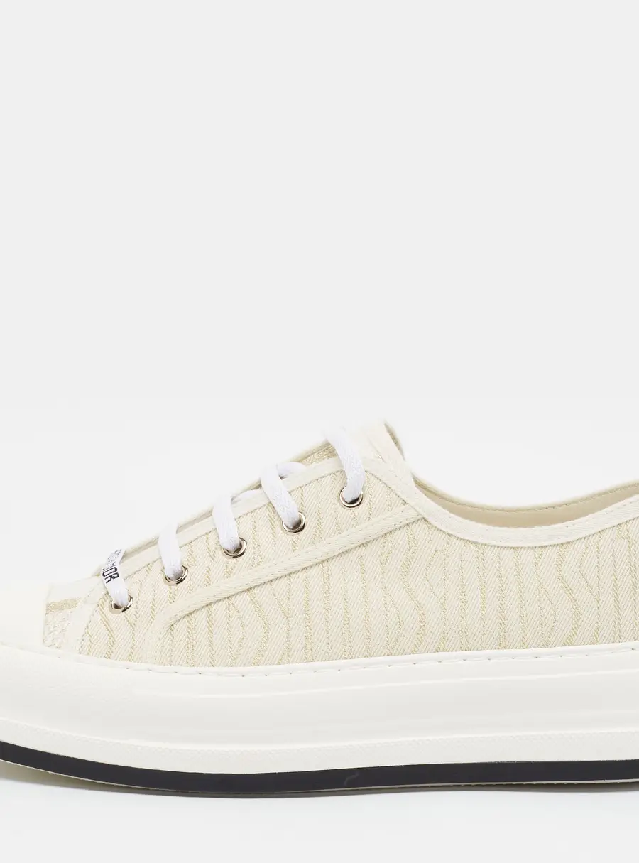 Dior Walk'n'Dior Size 40 Gold/White Canvas Low Top Sneakers