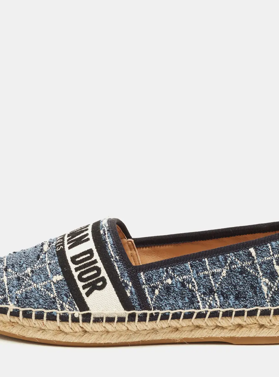 Dior Granville Size 39.5 Blue Tweed Espadrille Flats