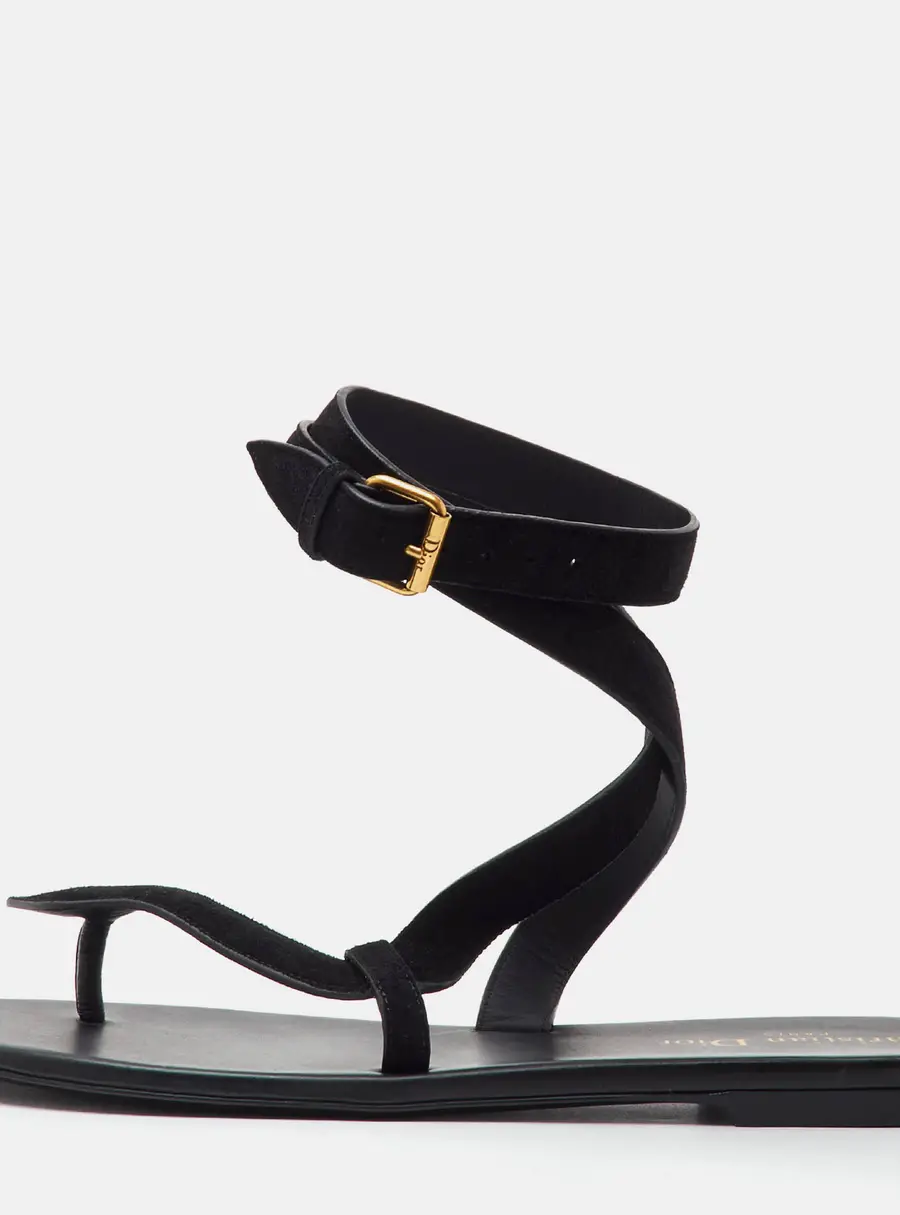 Dior Dior Up Size 39 Black Suede Ankle Wrap Flats