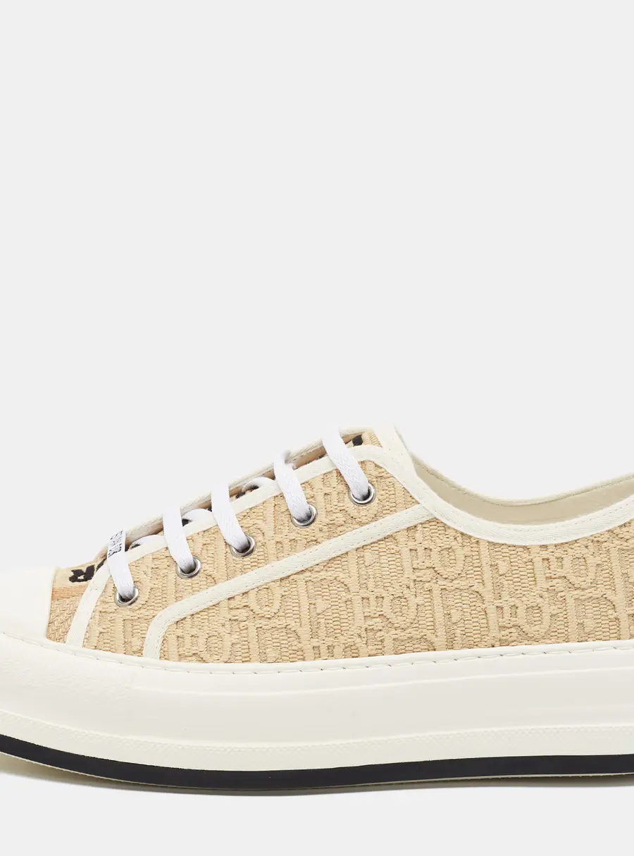 Dior Walk'n'Dior Size 40 Beige Oblique Jacquard Platform Lace Up Sneakers