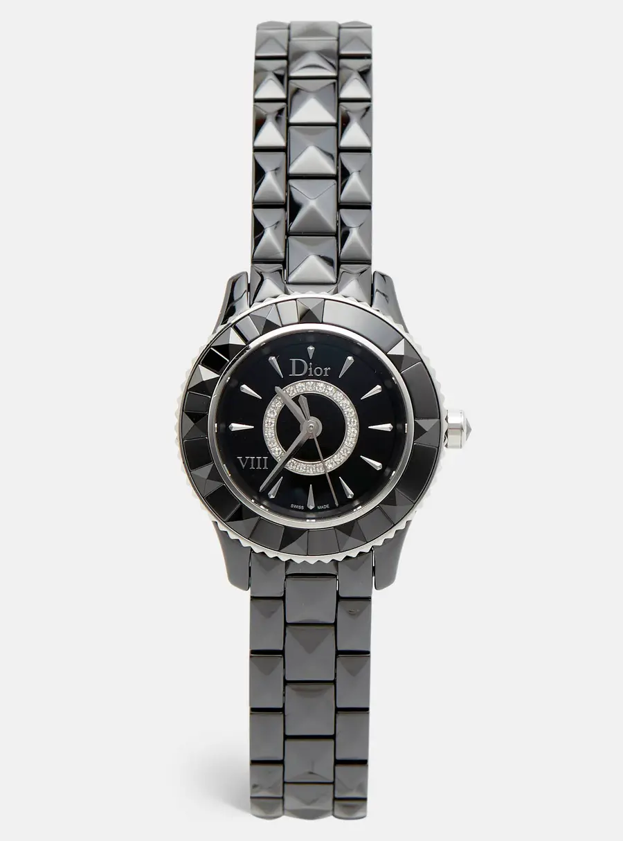 Dior Dior VIII Black Diamond Ceramic Stainless Steel CD1221E0C001 Women's Wristwatch 28 mm
