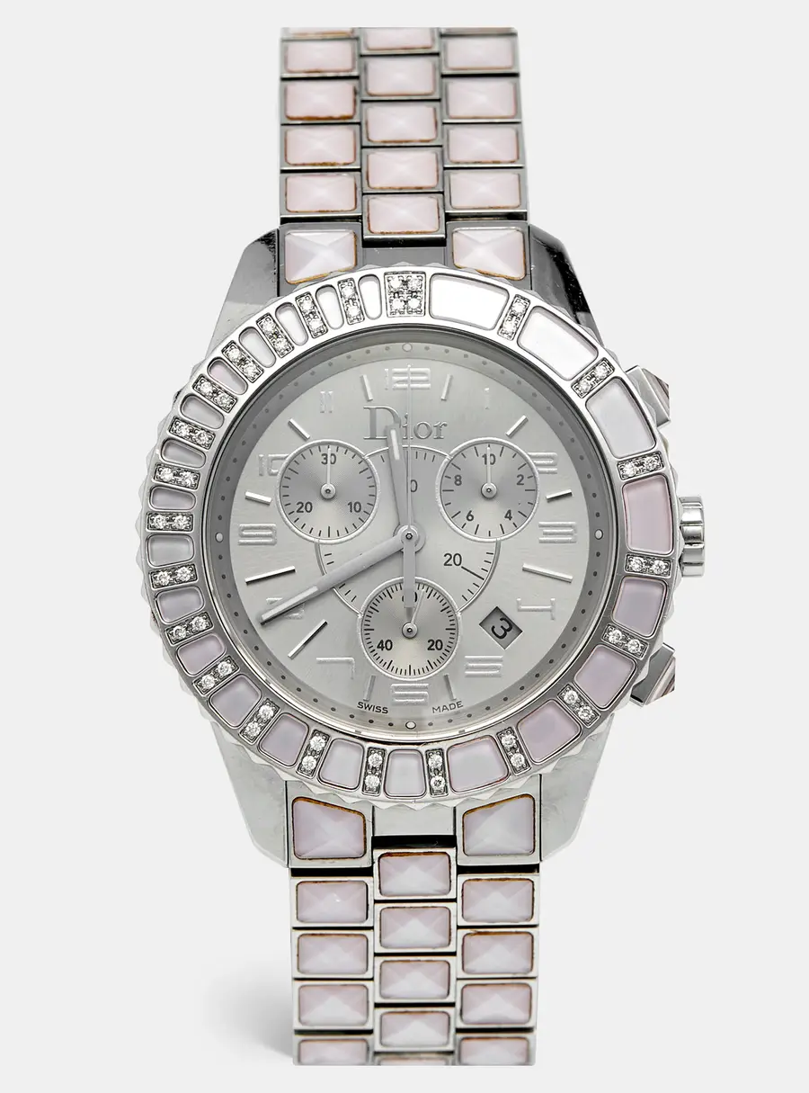 Dior Christal CD114315M001 Silver Dial Stainless Steel Diamond Sapphire Women's Wristwatch 39 mm