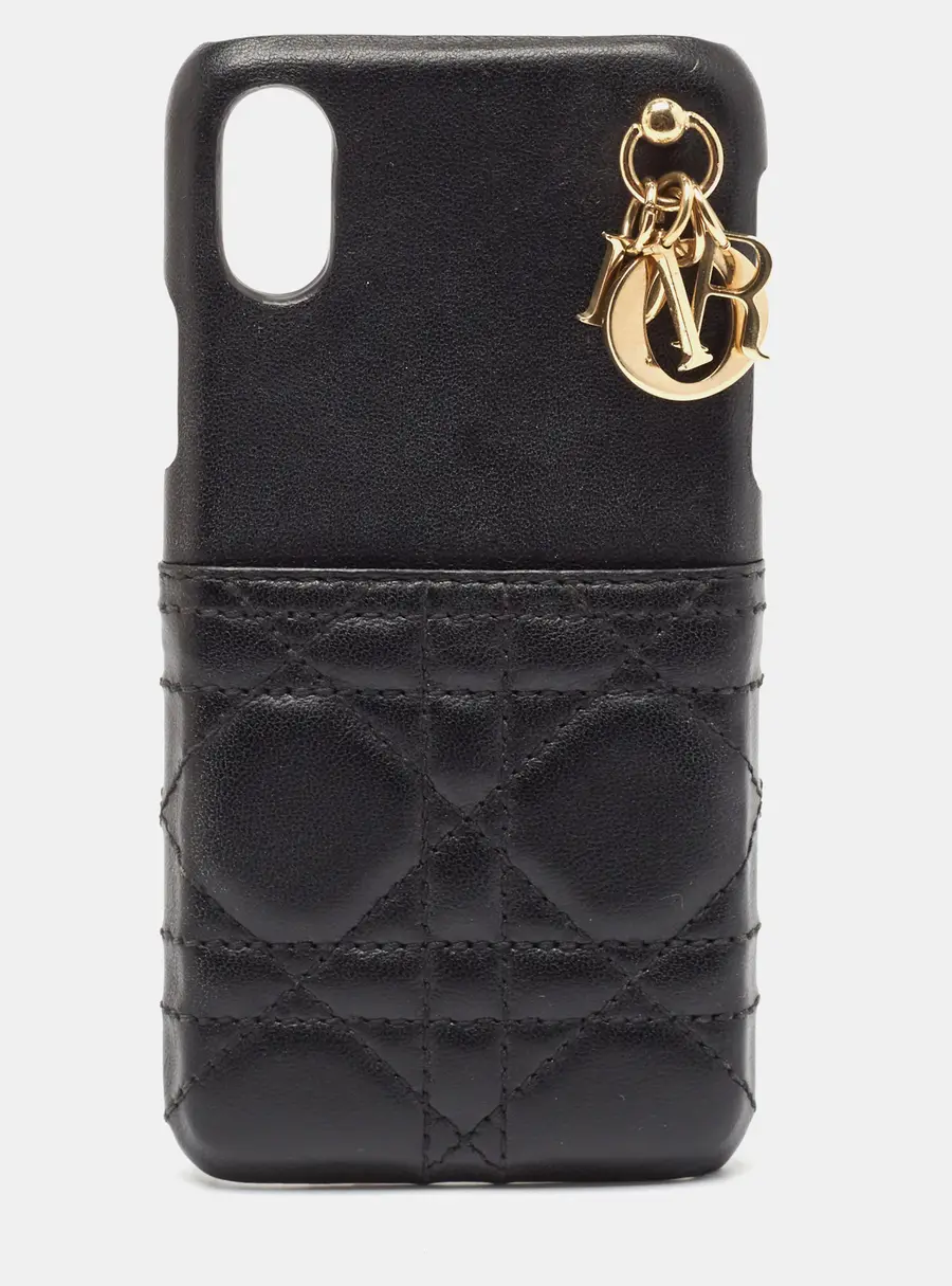 Dior Black Cannage Leather Lady Dior iPhone X/XS Case