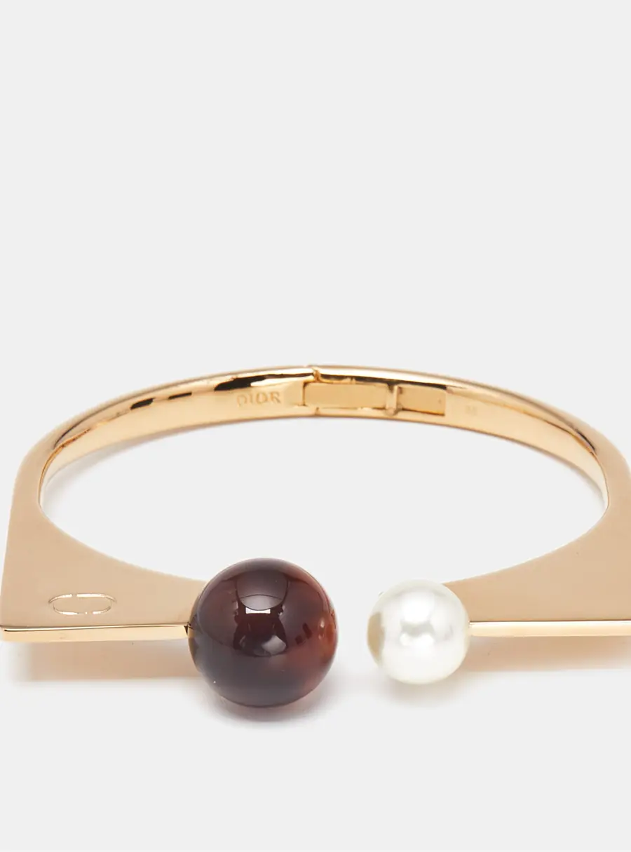 Dior Tribales Resin Faux Pearl Gold Tone Bracelet M