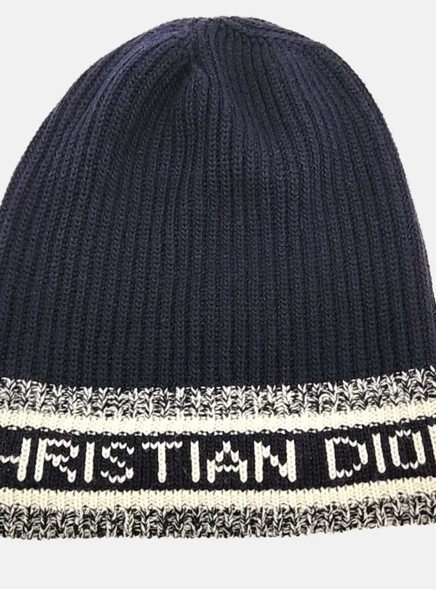 Dior Navy Blue Cashmere, Wool Beanie