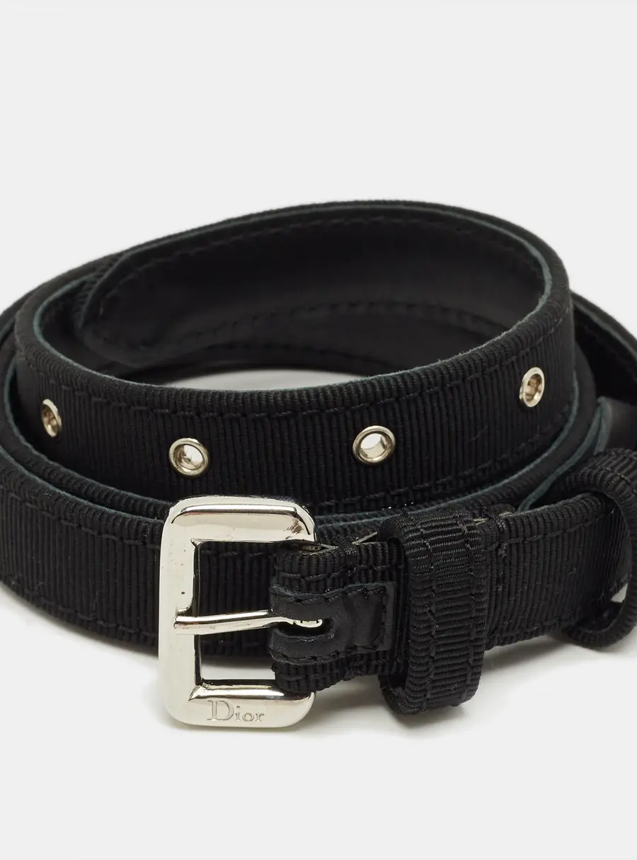 Dior Black Fabric Slim Buckle Belt