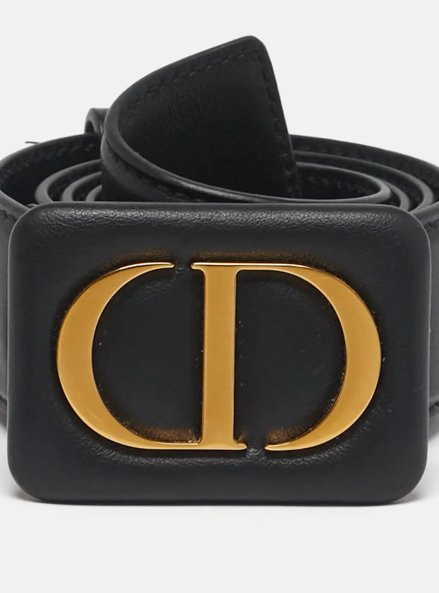 Dior CD Logo 70 CM Waist Belt Black Leather