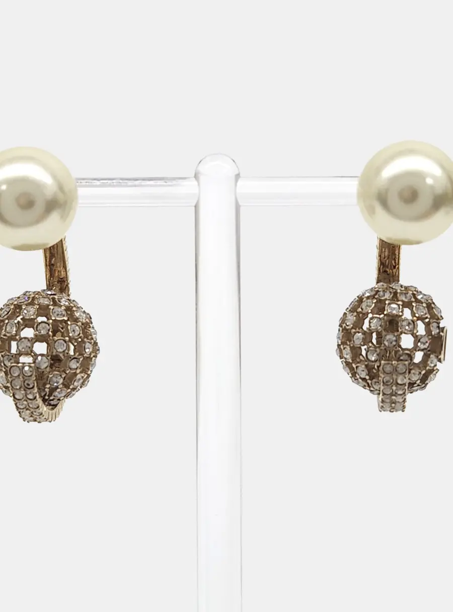 Christian Dior Gold Pearls Tribal Earrings
