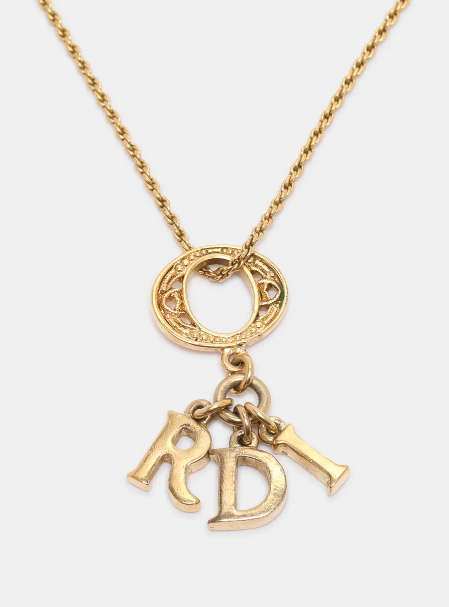 Dior Gold Tone Lady Dior Pendant Necklace