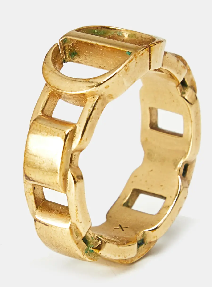 Dior CD Gold Tone Ring Size 56